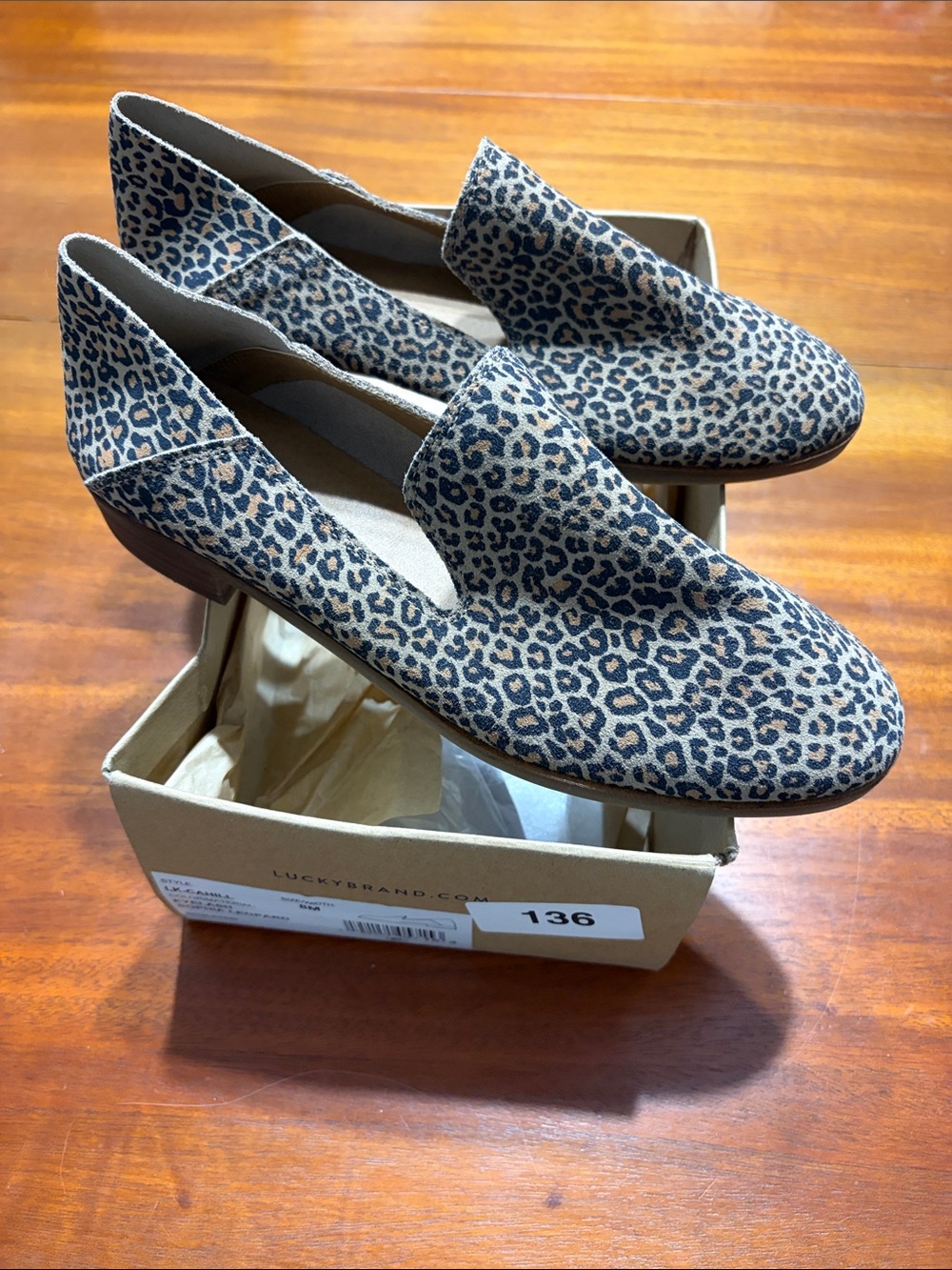 Lucky Brand Leopard Print Slip-On Flats in Tan and Black